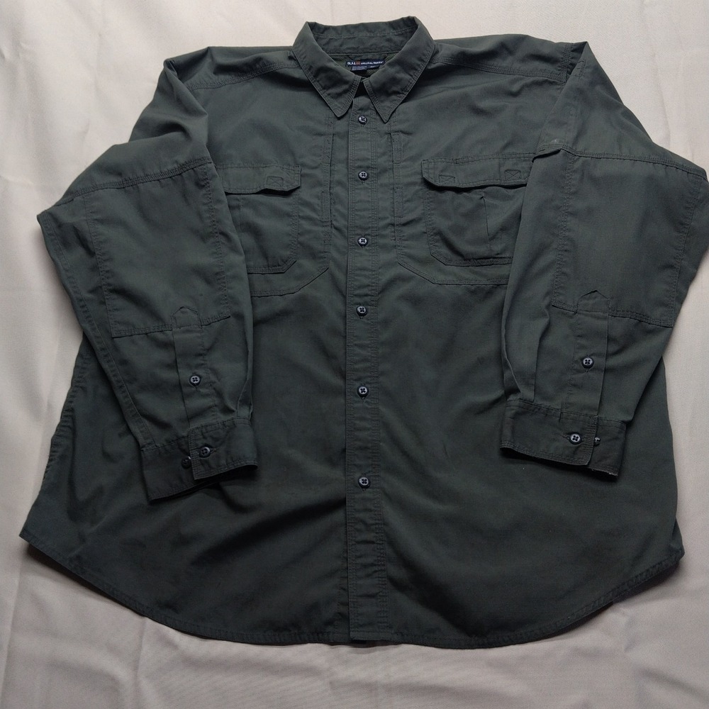 511 Tactical Shirt Mens 2xl Free Flex Green Button Closure Long Sleeve Vented